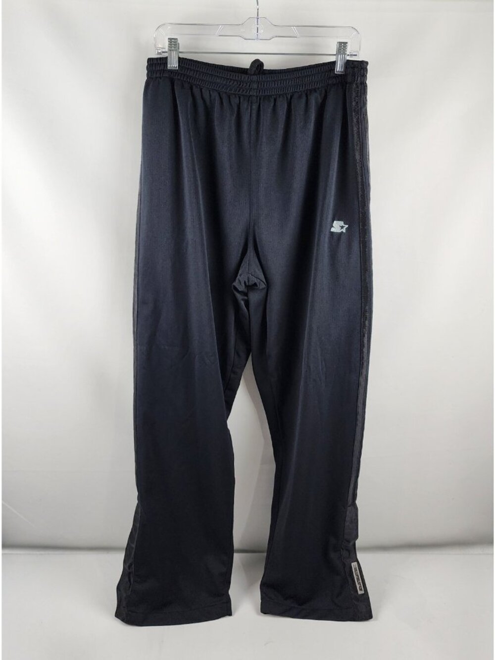 Starter Pants Mens Large Black Vintage Ankle Snap Sweatpants (32x32)